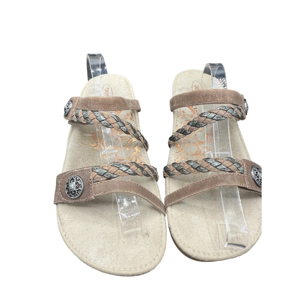 👡 Aetrex Janey Leather Sandals Size 9.5 Comfort Braided Strap Orthopedic - Picture 2 of 6